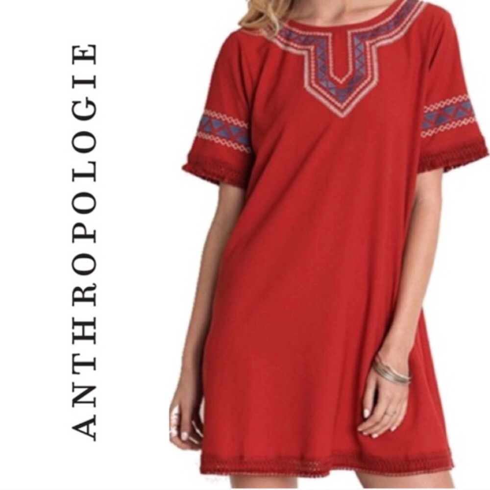 Rust orange fringe dress